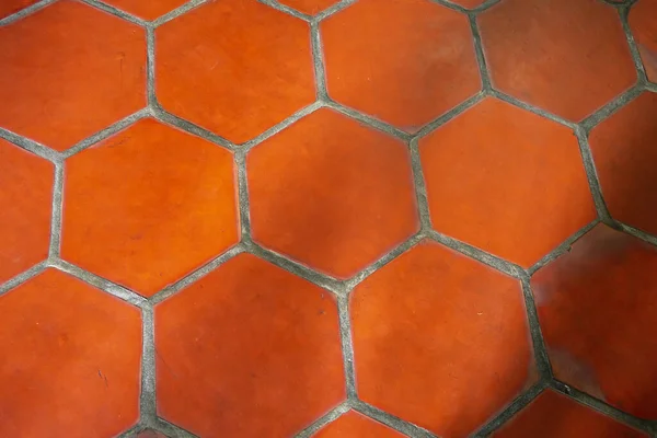 Red Hexagon Terracotta Tile Outdoors Material Used Make Floor Make ロイヤリティフリーのストック画像