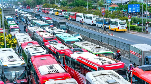 Chi Minh Şehri Vietnam Nisan 2020 Yoğun Otomobiller Sıraya Dizildi — Stok fotoğraf