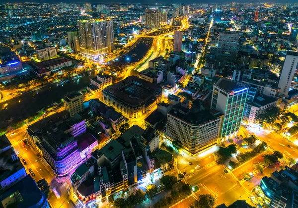 Chi Minh City Vietnam Julio 2020 Paisaje Urbano Nocturno Desde — Foto de Stock