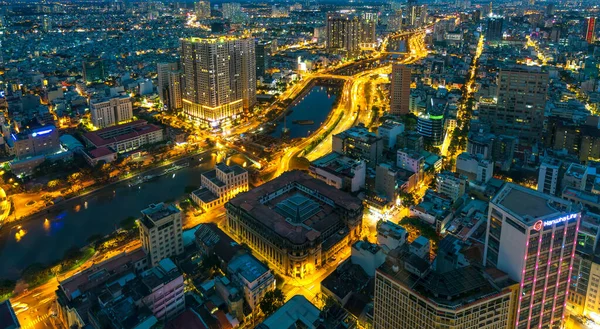 Chi Minh City Vietnam Julio 2020 Paisaje Urbano Nocturno Desde — Foto de Stock