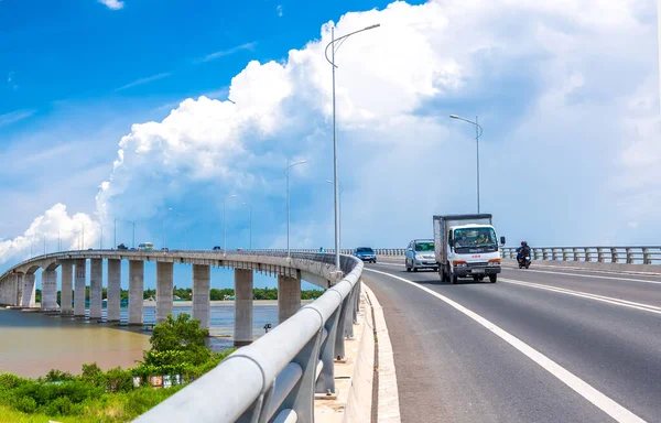 Tien Giang Vietnam Szeptember 2020 Traffic Loi Bridge Mekong River — Stock Fotó