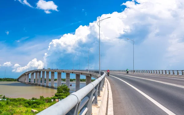 Tien Giang Vietnam Szeptember 2020 Traffic Loi Bridge Mekong River — Stock Fotó