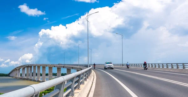 Tien Giang Vietnam Szeptember 2020 Traffic Loi Bridge Mekong River — Stock Fotó