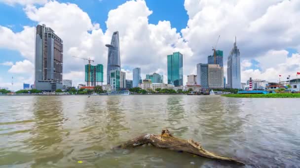 Chi Minh City Vietnam Agosto 2020 Grattacieli Lungo Fiume Con — Video Stock