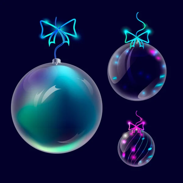 Vektör gerçekçi şeffaf gümüş Noel ve yeni yıl top