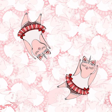 Balerin domuzlarla Özet seamless modeli. vektör