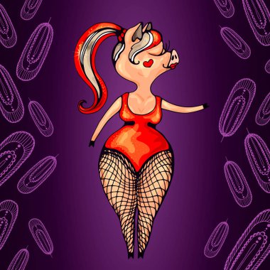 kabare kostüm kankan tüyler dans domuz