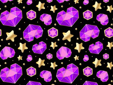 seamless pattern for the day of all lovers, diamonds, gold star