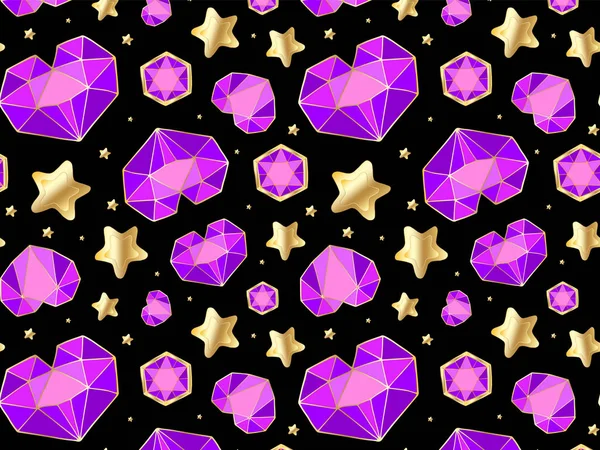 seamless pattern for the day of all lovers, diamonds, gold star
