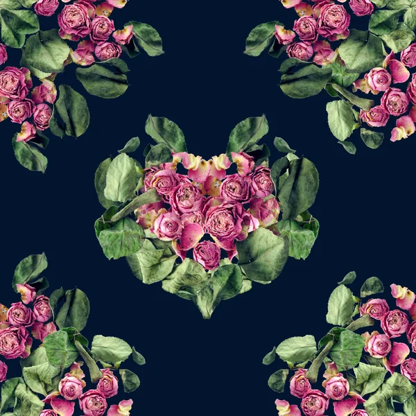 Seamless retro background with roses. kaleidoscope of roses — Stock Photo, Image
