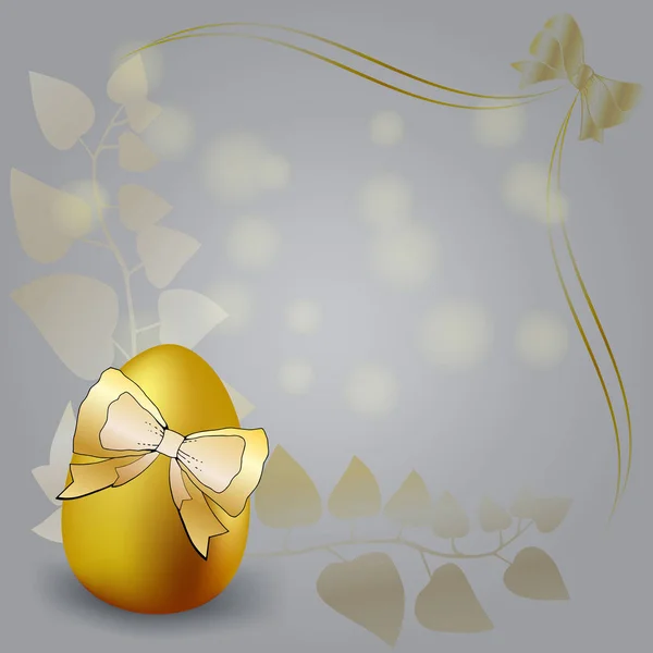 Happy Easter Background Realistic Golden Shine Decorated Eggs Confetti Invitation — Stock Vector