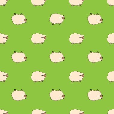 açık yeşil arka plan üzerinde, bir koyun deseni vektör illüstrasyon. sorunsuz desen