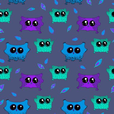 Pastel renklerde parlak yay dikişsiz desen. Kelebekler ve vektör çiçekler dalları üzerinde Sevimli baykuş. Dikişsiz desen duvar kağıtları, web sayfası arka planlar için kullanılabilir