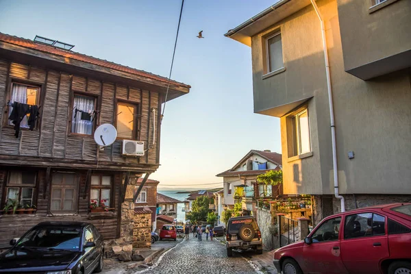 Fisheye street view of old town — Stock Photo, Image