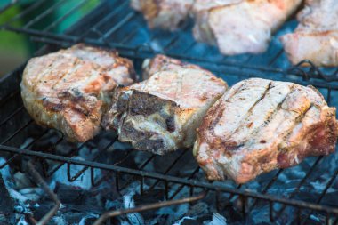 Shashlyk bir Barbekü ızgara üzerinde kömür hazırlama