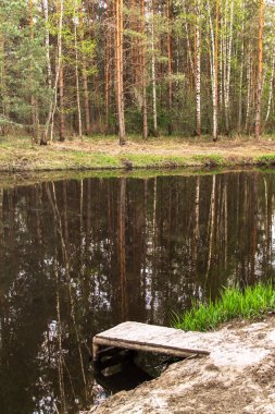 Sakin bir nehir iskelede