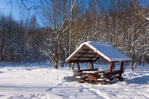 Gazebo en bosque congelado — Foto de Stock