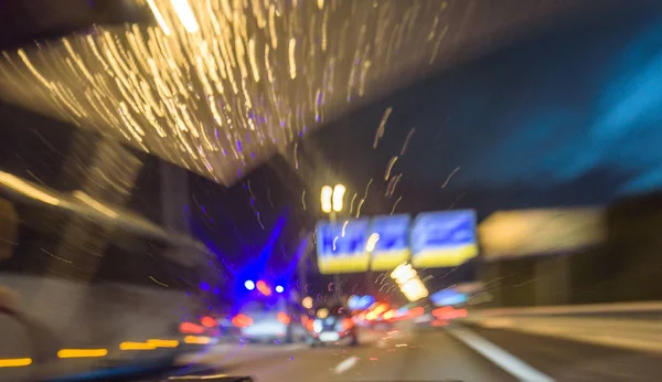 Bewegende Nachtampeln Spuren Abstrakten Hintergrund — Stockfoto