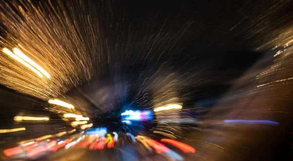 Bewegende Nachtampeln Spuren Abstrakten Hintergrund — Stockfoto