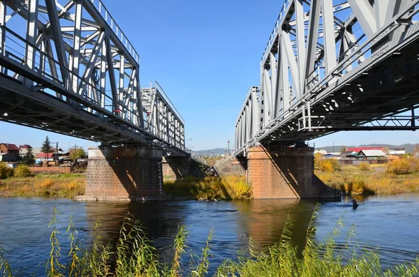 Esta Imagem Mostra Pontes Trem Baixo — Fotografia de Stock