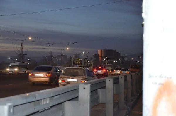 Cars Bridge Evening — Stock Photo, Image