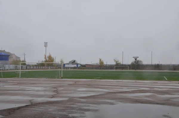 Sobre Campo Futebol Outono — Fotografia de Stock