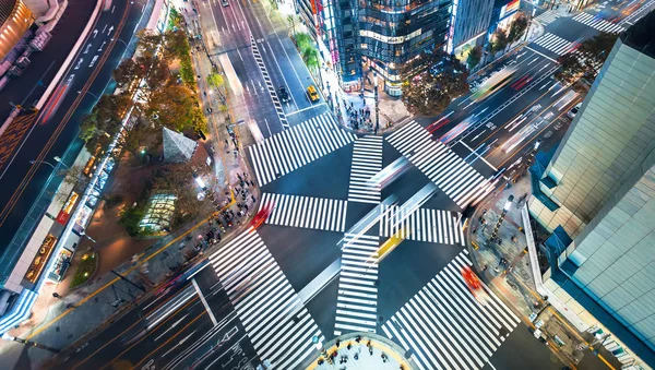 Vista aérea de una gran intersección en Tokio —  Fotos de Stock