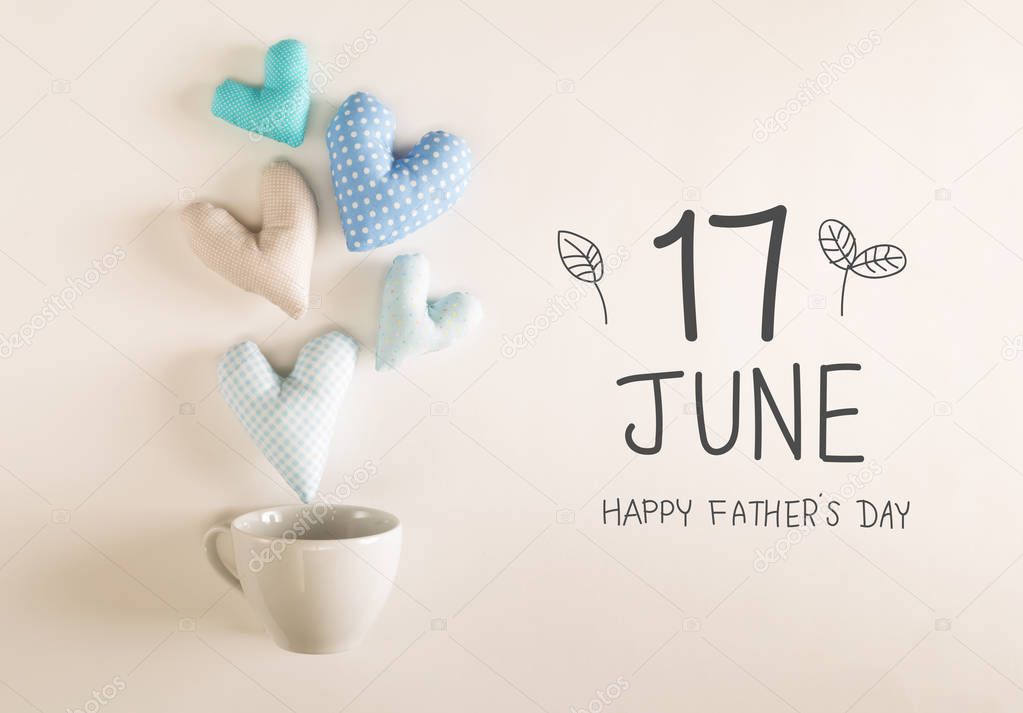 Fathers Day message with blue heart cushions