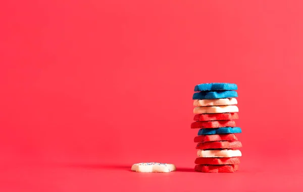 Stack of red, white and blue cookies — Stock Photo, Image