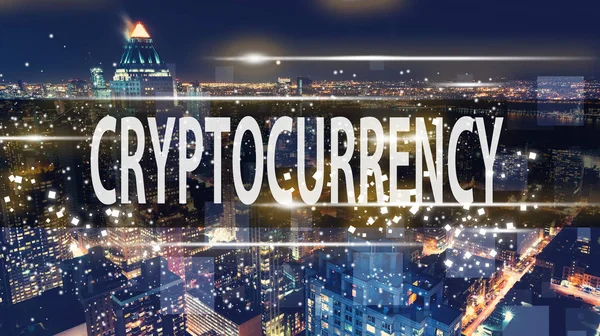 Cryptocurrency met de New York City skyline — Stockfoto