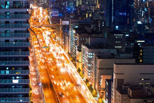 Aerial view of a massive highway in Osaka — Stock Photo, Image