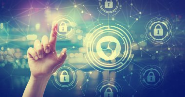 Nem cryptocurrency güvenlik tema bir düğmeye basarak elle