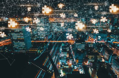 Tokyo, Japonya'nın hava manzaralı puzzle parçaları 