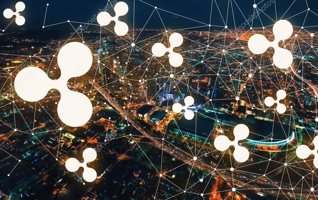 Ripple with Downtown Los Angeles at night