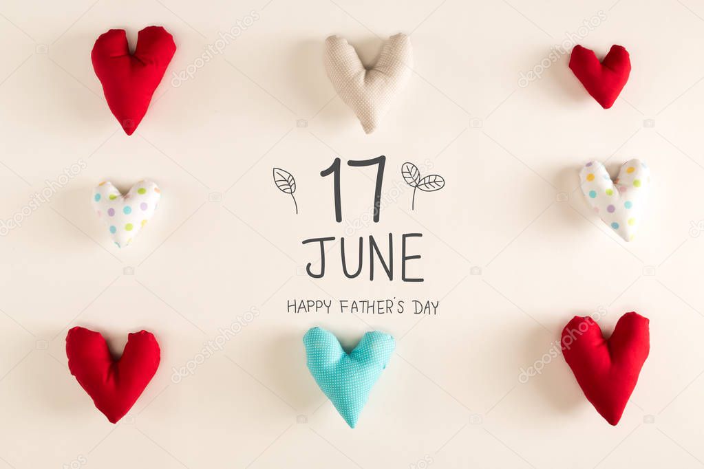 Fathers Day message with blue heart cushions