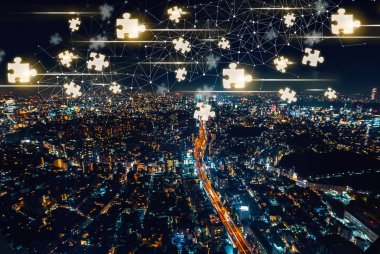 Tokyo, Japonya'nın hava manzaralı puzzle parçaları