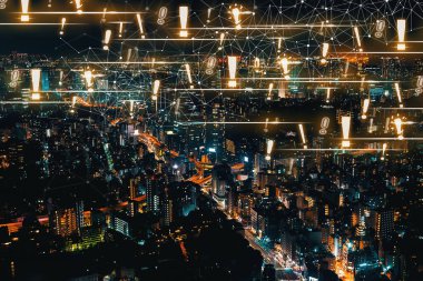 Tokyo, Japonya'nın hava manzaralı ünlem işareti