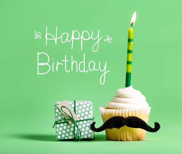Birthday message with cupcake — Stock Photo, Image
