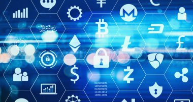 Cryptocurrency güvenlik tema ile bulanık soyut ışık