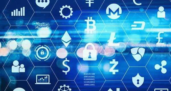 Cryptocurrency güvenlik tema ile bulanık soyut ışık