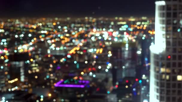 Blick auf die Innenstadt von Los Angeles bei Nacht — Stockvideo