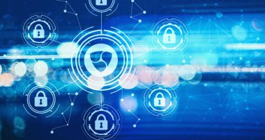 Nem cryptocurrency güvenlik tema ile bulanık soyut ışık