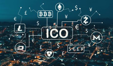 Cryptocurrency ICO tema ile Downtown Los Angeles
