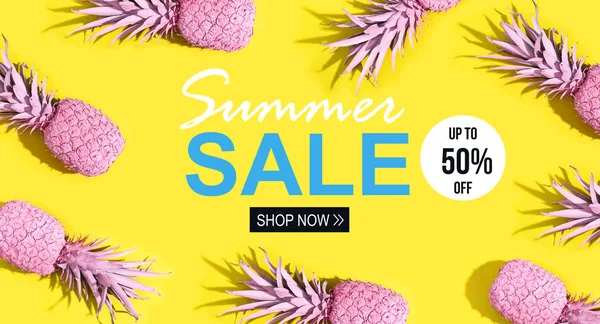 Summer sale with painted pineapples — Stock Photo, Image