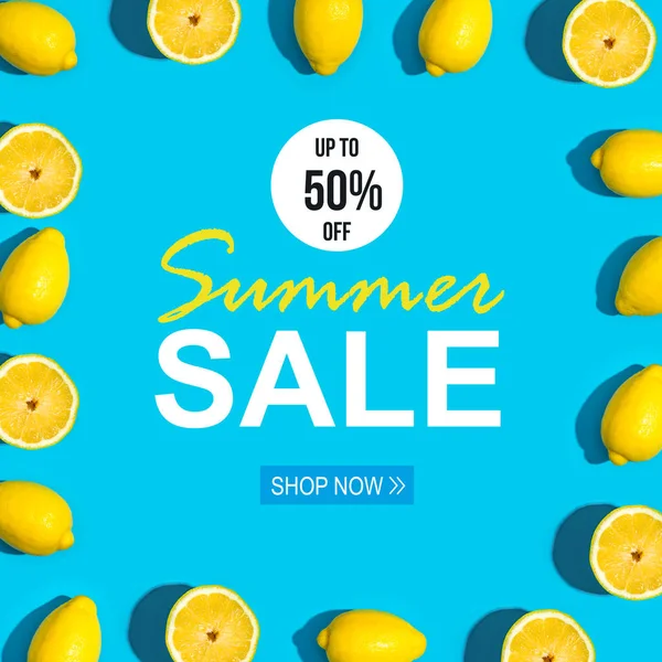 Summer sale with fresh lemon pattern — Stock Photo, Image