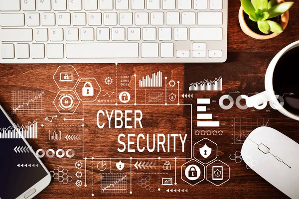 Cyber Security med arbetsstation — Stockfoto