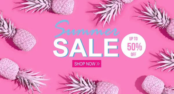 Summer sale with painted pineapples — Stock Photo, Image