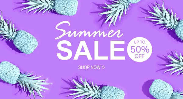 Summer sale with painted pineapples — Stock Photo, Image