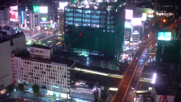 Vue aérienne d'une autoroute à Shibuya, Japon — Video