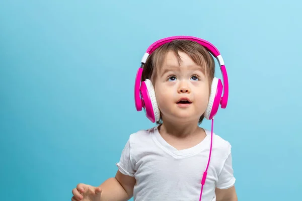 Toddler boy with headphones — Stock Photo, Image